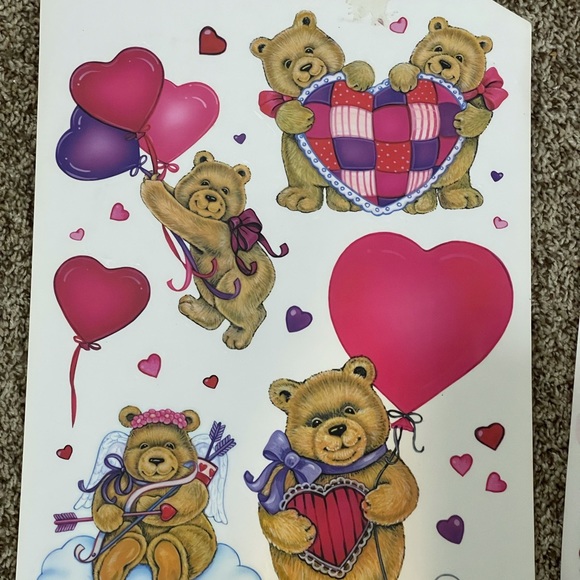 Lot Of 6~Valentine's Day Cupid Happy Valentine's Day Glitter Window Clings Sheet - Picture 5 of 7